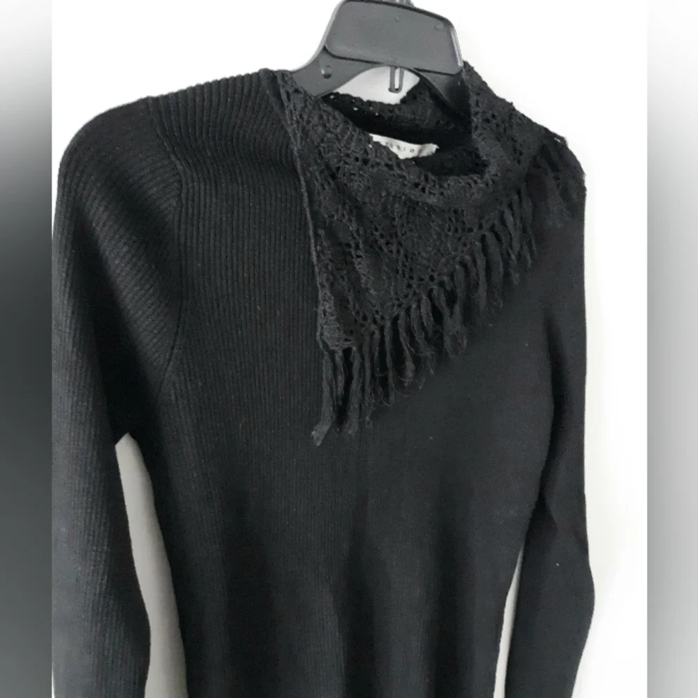 Silk Fringe Scarf Knit Sweater Fall Winter